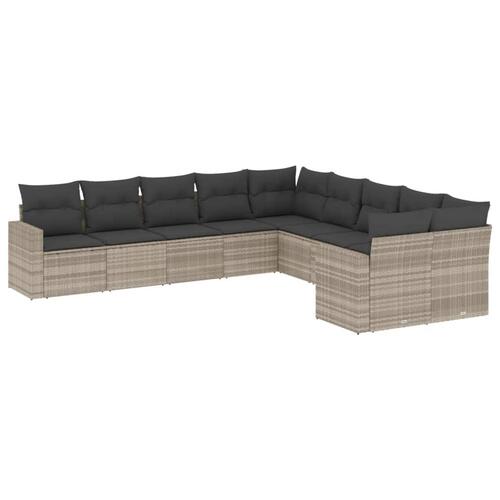 Sofasæt til haven 10 dele med hynder polyrattan lysegrå