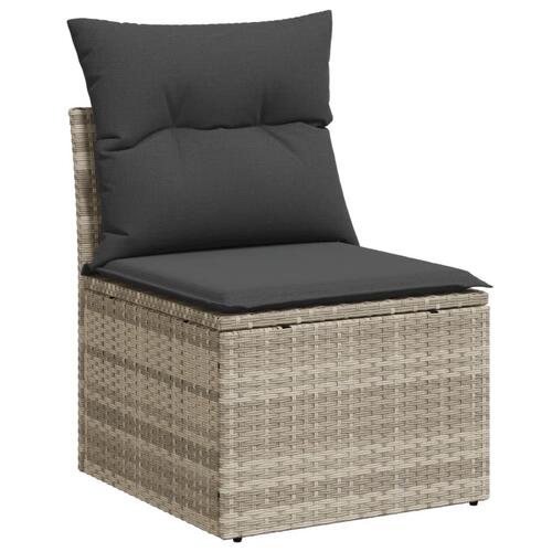 Sofasæt til haven 10 dele med hynder polyrattan lysegrå