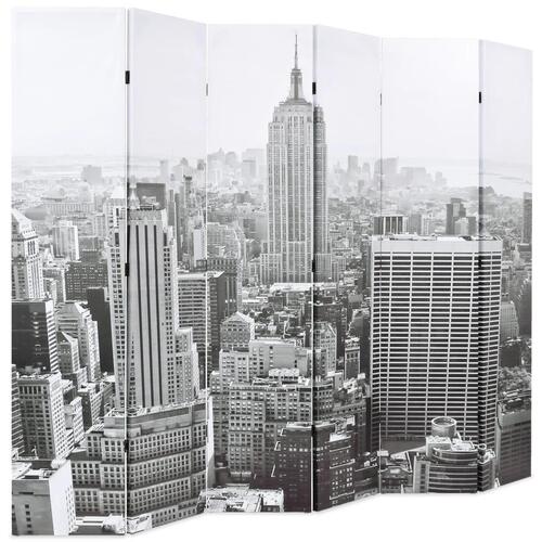 Foldbar rumdeler 228 x 170 cm New York by Day sort og hvid