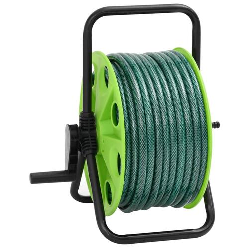 Fritstående slangetromle med 30 m slange PVC grøn