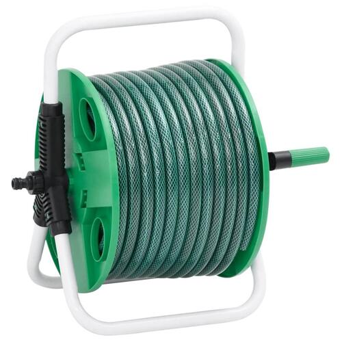Fritstående slangetromle med 30 m slange PVC grøn