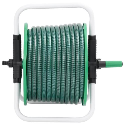 Fritstående slangetromle med 30 m slange PVC grøn