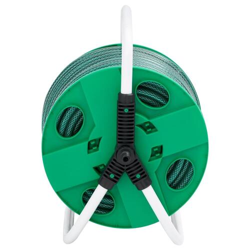 Fritstående slangetromle med 30 m slange PVC grøn