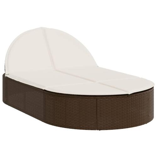 Solseng med hynder polyrattan brun