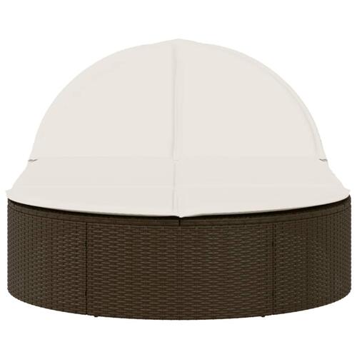 Solseng med hynder polyrattan brun