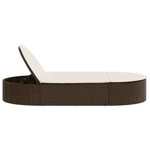 Solseng med hynder polyrattan brun