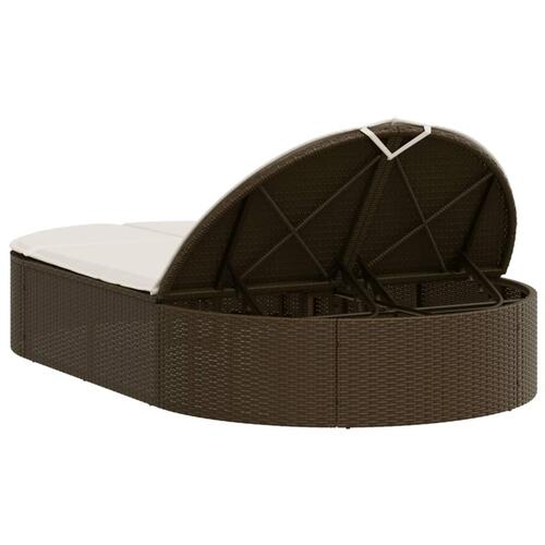 Solseng med hynder polyrattan brun