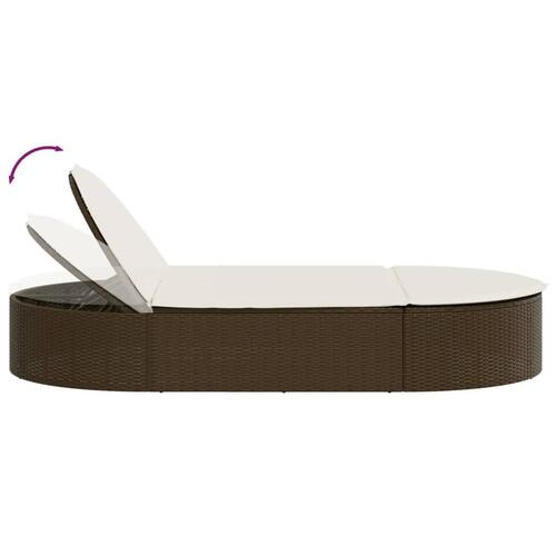 Solseng med hynder polyrattan brun