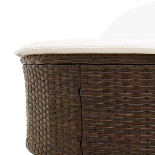 Solseng med hynder polyrattan brun