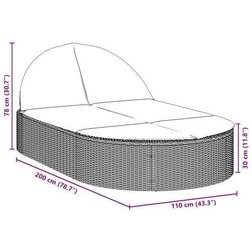 Solseng med hynder polyrattan brun