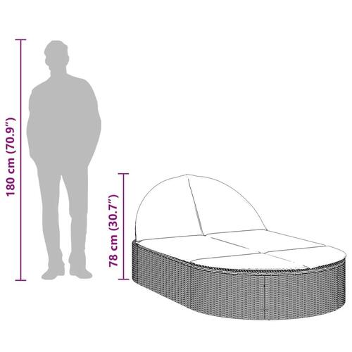 Solseng med hynder polyrattan brun
