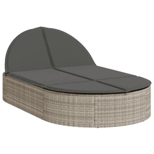 Solseng med hynder polyrattan lysegrå