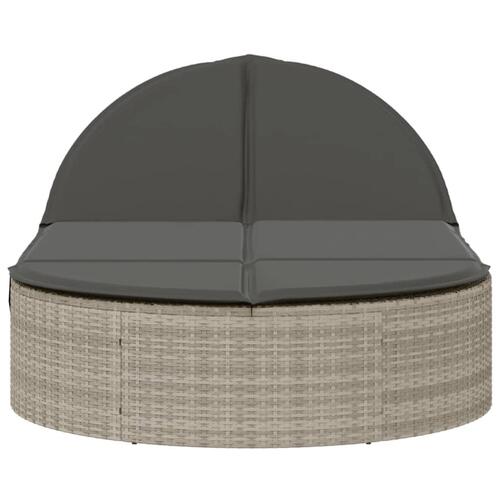 Solseng med hynder polyrattan lysegrå