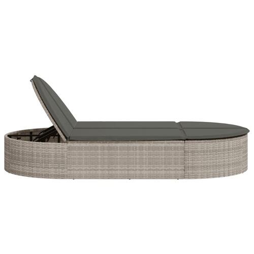 Solseng med hynder polyrattan lysegrå