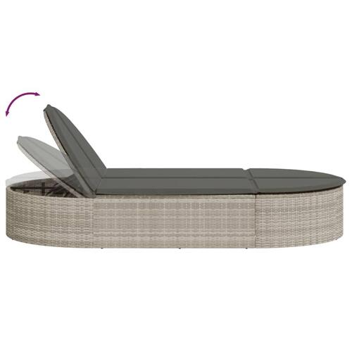 Solseng med hynder polyrattan lysegrå