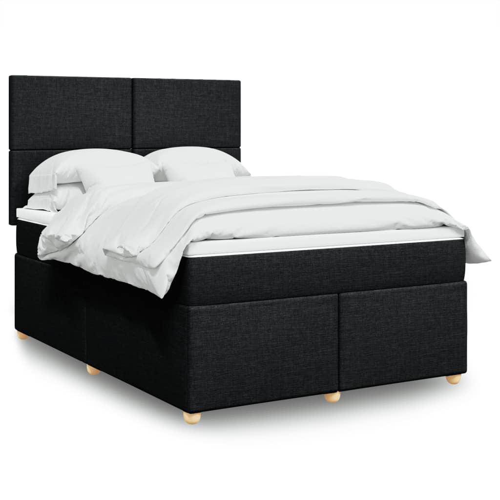 Kontinentalseng med madras og topmadras 140x190 cm - stof, sort billede