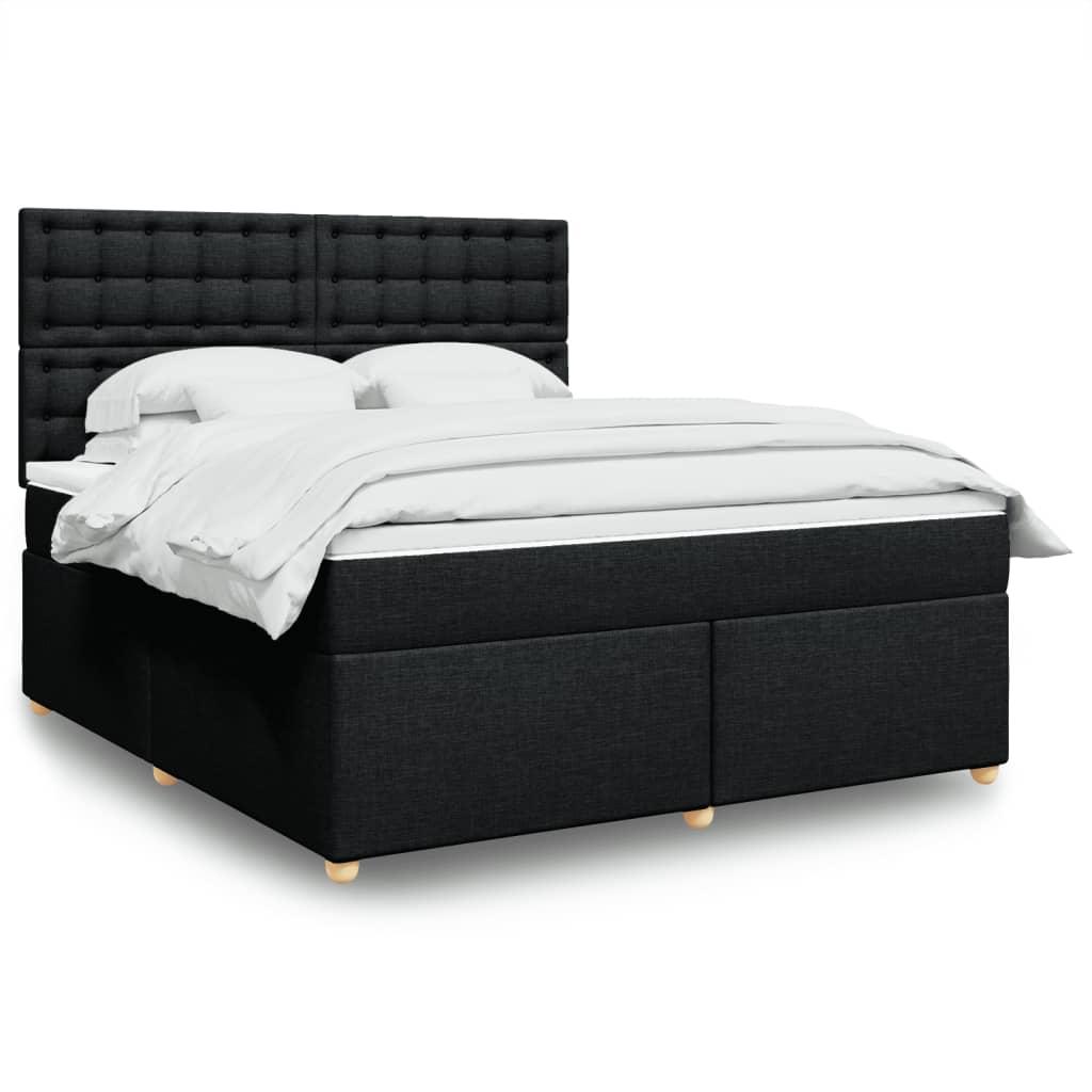 Kontinentalseng med madras og topmadras 180x200 cm stof sort billede