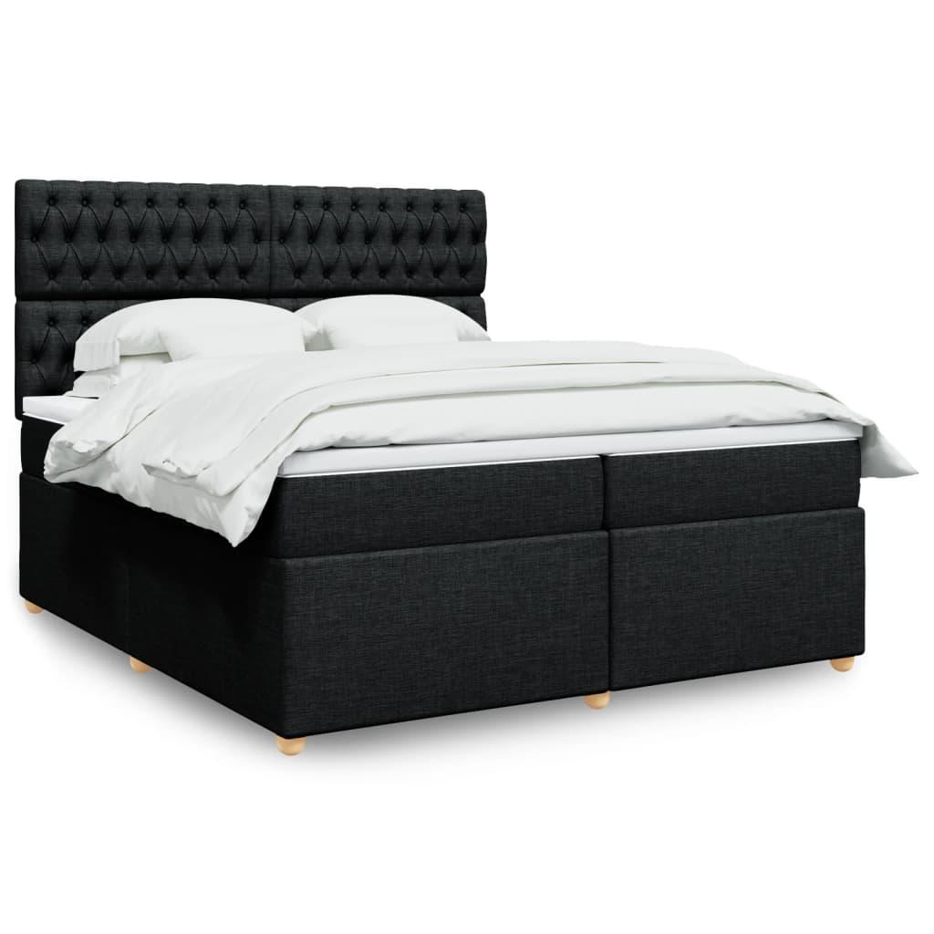 Kontinentalseng med madras og topmadras 200x200 cm - stof, sort billede