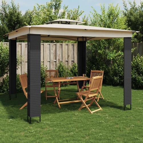Pavillon med dobbelt tag 2,94x2,94 m stål cremefarvet