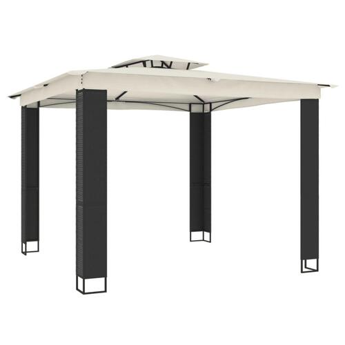 Pavillon med dobbelt tag 2,94x2,94 m stål cremefarvet