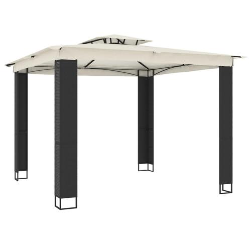 Pavillon med dobbelt tag 2,94x2,94 m stål cremefarvet