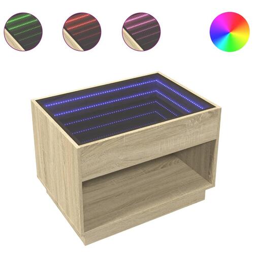 Sofabord med Infinity LED-lys 70x50x50 cm sonoma-eg