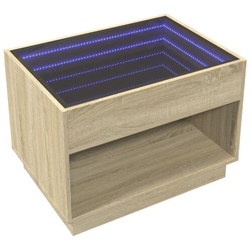 Sofabord med Infinity LED-lys 70x50x50 cm sonoma-eg