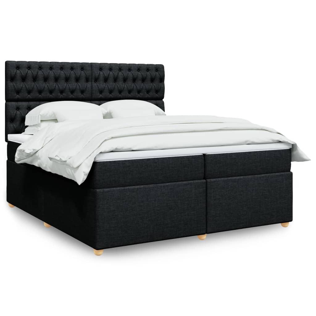 Kontinentalseng med madras 200x200 cm - stof, sort, LED og justerbar gavl billede