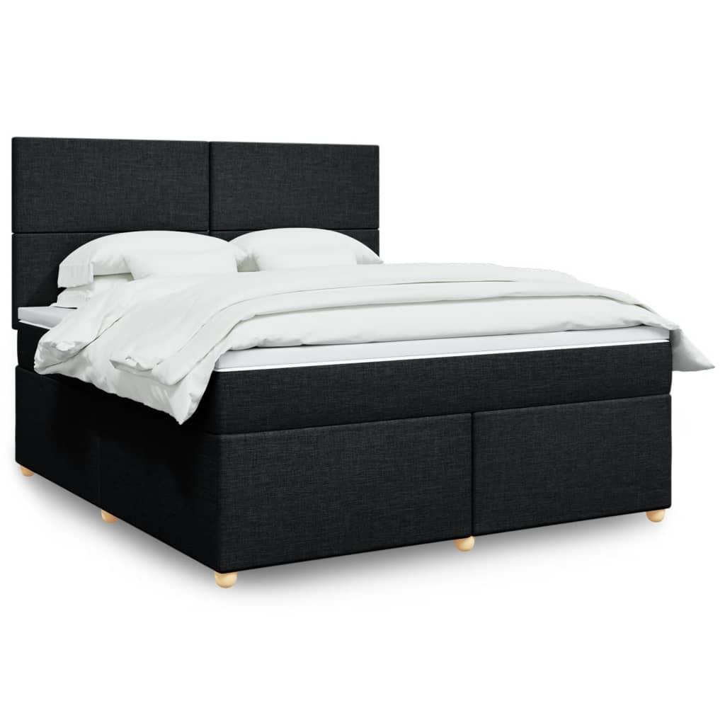 Kontinentalseng med madras og topmadras 180x200 cm stof sort billede