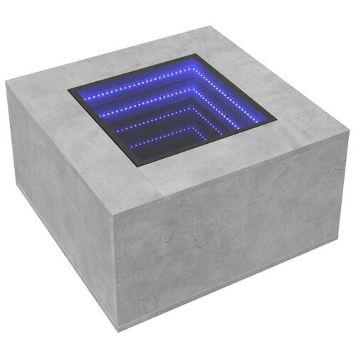 Sofabord med LED-lys 60x60x40 cm konstrueret træ betongrå