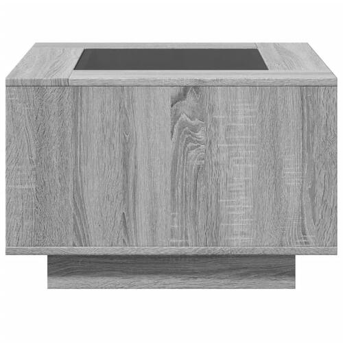 Sofabord med LED-lys 60x60x40 cm konstrueret træ grå sonoma-eg