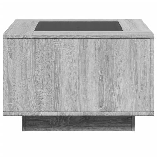 Sofabord med LED-lys 60x60x40 cm konstrueret træ grå sonoma-eg