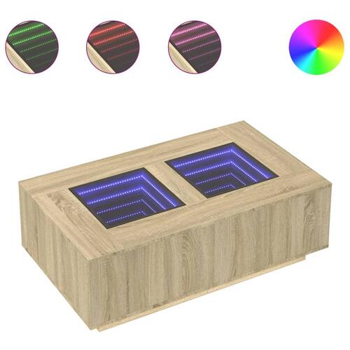 Sofabord med Infinity LED-lys 116x69x40 cm sonoma-eg