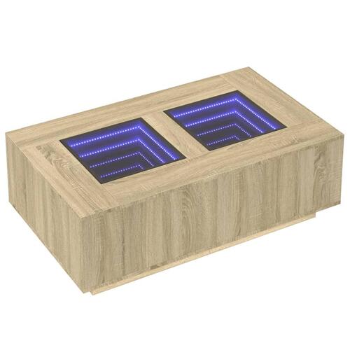 Sofabord med Infinity LED-lys 116x69x40 cm sonoma-eg