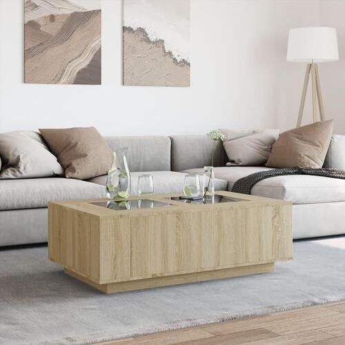Sofabord med Infinity LED-lys 116x69x40 cm sonoma-eg