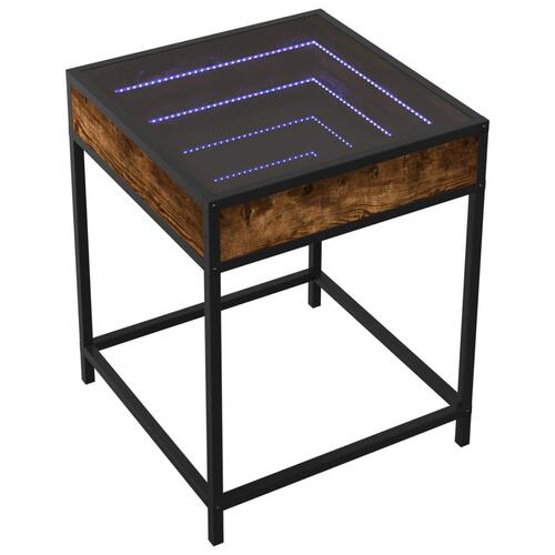 Sofabord med Infinity LED-lys 40x40x51 cm røget egetræsfarve