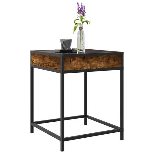 Sofabord med Infinity LED-lys 40x40x51 cm røget egetræsfarve