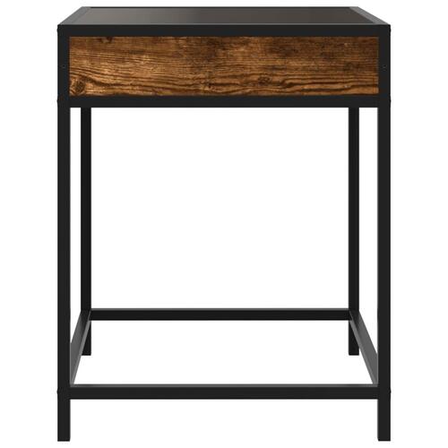 Sofabord med Infinity LED-lys 40x40x51 cm røget egetræsfarve
