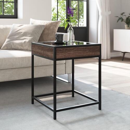 Sofabord med Infinity LED-lys 40x40x51 cm brun egetræsfarve