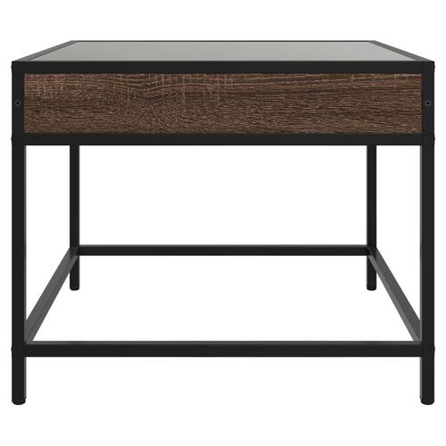 Sofabord med Infinity LED-lys 50x50x41 cm brun egetræsfarve