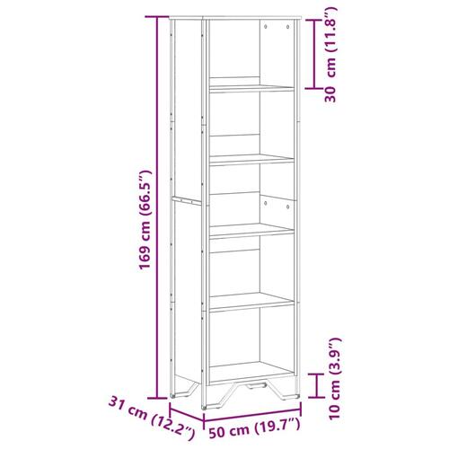 Bogreol 50x31x169 cm konstrueret træ sort