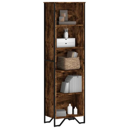 Bogreol 50x31x169 cm konstrueret træ røget egetræsfarve
