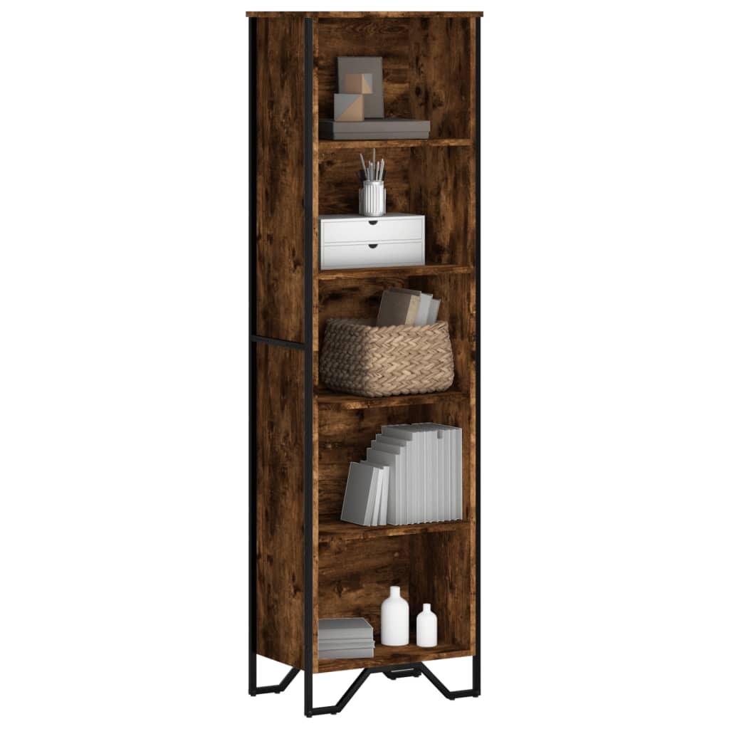 Bogreol 50x31x169 cm konstrueret træ røget egetræsfarve