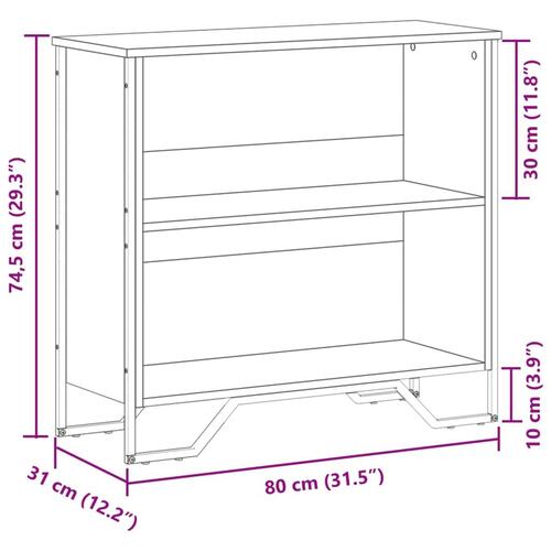 Bogreol 80x31x74,5 cm konstrueret træ brun egetræsfarve