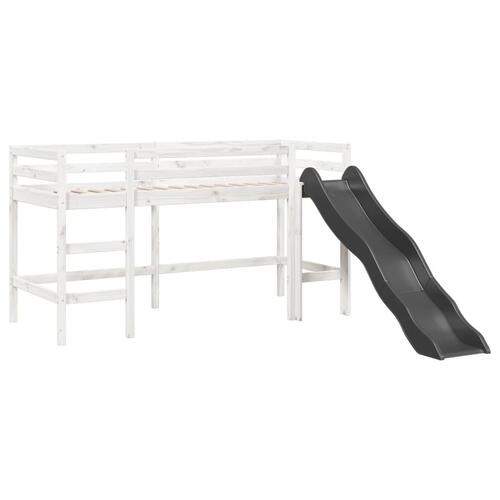 Højseng med gardiner 80x200 cm massivt fyrretræ blå