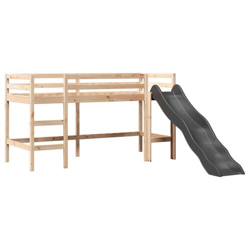 Højseng med tårn 80x200 cm massivt fyrretræ hvid og sort