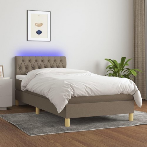 Kontinentalseng med LED-lys 90×190 cm - stof gråbrun