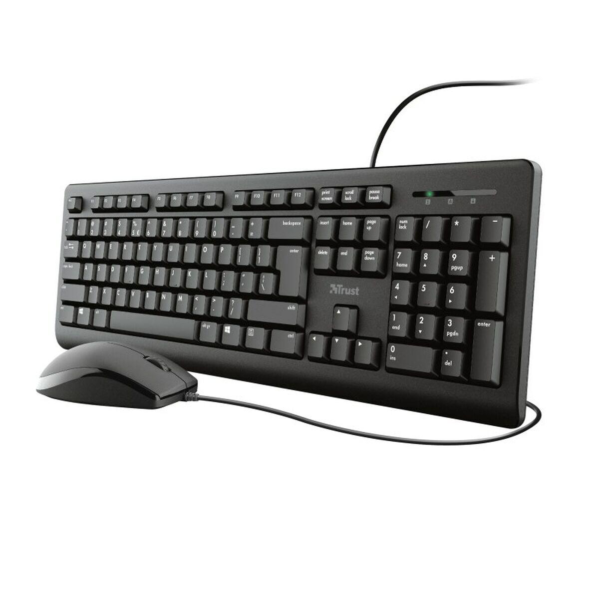 Tastatur og mus Trust 23970 Sort Qwerty US