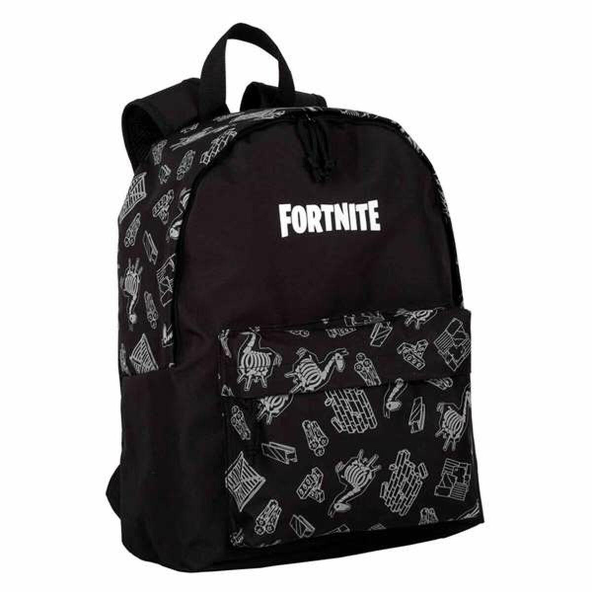 Fortnite skoletaske - Dark Black, sort 41 × 31 × 13,5 cm, reflekterende