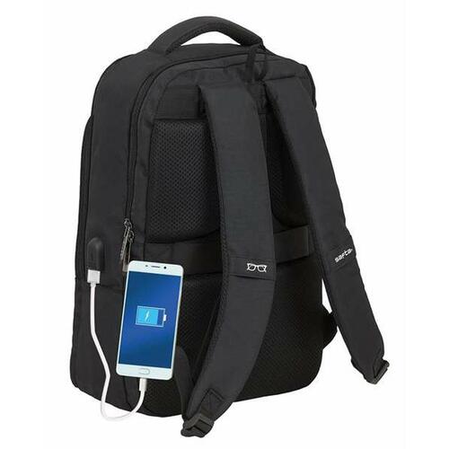 Rygsæk til bærbar computer og tablet med USB output Safta Business Sort 29 x 44 x 15 cm